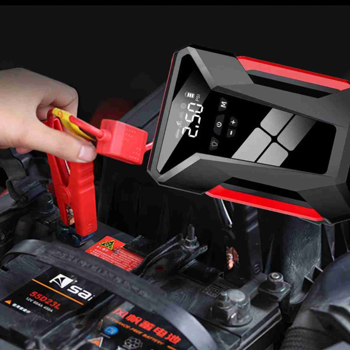 Arrancador de baterías para coche con compresor de inflado de ruedas - Linterna y PowerBank Almalux® 4 en 1 integrado de 17000mAH - Imagen 6