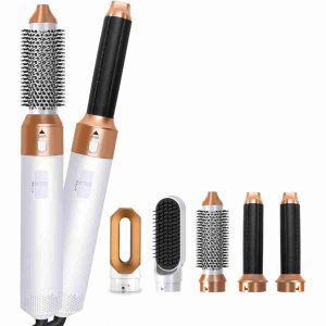 Secador de pelo Moldeador 5 en 1 Almalux® - Voluminizador Ondulacion Alisador Blanco/Dorado